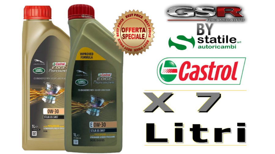 7 Litri Olio-Lubrificante Castrol Edge 0w30 E Jaguar Lt.1